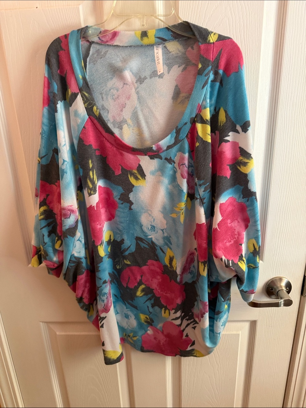 Floral Scoop-Neck Tunic in Blue, Pink & Yellow by
